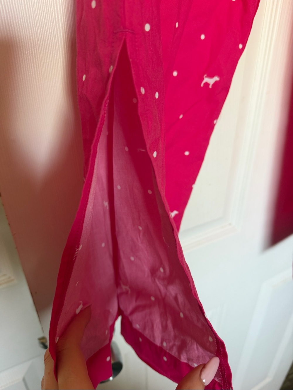 PINK Victoria's Secret Hot Pink Dog-Print Lounge Pants with Slit - Picture 4 of 7